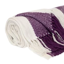 HomeRoots Parkland Collection Transitional Stripe Purple Rectangle 60" X 50" Throw
