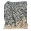 HomeRoots Navy And Cream Herringbone Throw Blanket -Bedding Store b77cff2e83854fa7a0210f9a7ea57edd