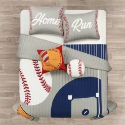 Baseball Game Reversible Oversized Kids Quilt 4Pc Set -Bedding Store beb75c5edc3142fabd3640cc13b005d4