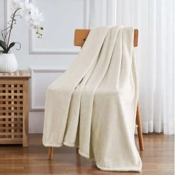 RT Designers Collection Morgan Perfect For Afternoon Naps Or Home Decor Solid Matte Fleece Throw 50"x70" Beige