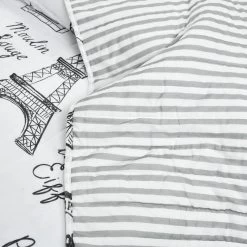 Paris Bonjour Reversible Cotton Quilt Black/White 3Pc Set King -Bedding Store c6bd014df5da493b86367fcb7c90a243