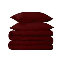 HomeRoots Burgundy King Cotton Blend 650 Thread Count Washable Duvet Cover Set