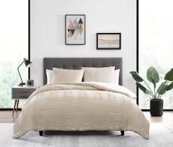 Elm 3 Piece Comforter Set King Taupe -Bedding Store d15b6300cdf04dddb7194b1aba43dcb9