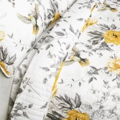 Penrose Floral Quilt Yellow/Gray 3Pc Set Full/Queen -Bedding Store e07774d100ea4faea7d4d062cd25f398