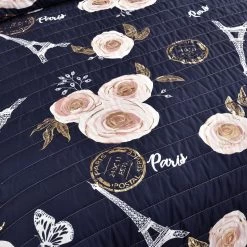 Vintage Paris Rose Butterfly Script Quilt 4Pc Set -Bedding Store e1b6fd5bc14a4453ab72aa817fcaf304