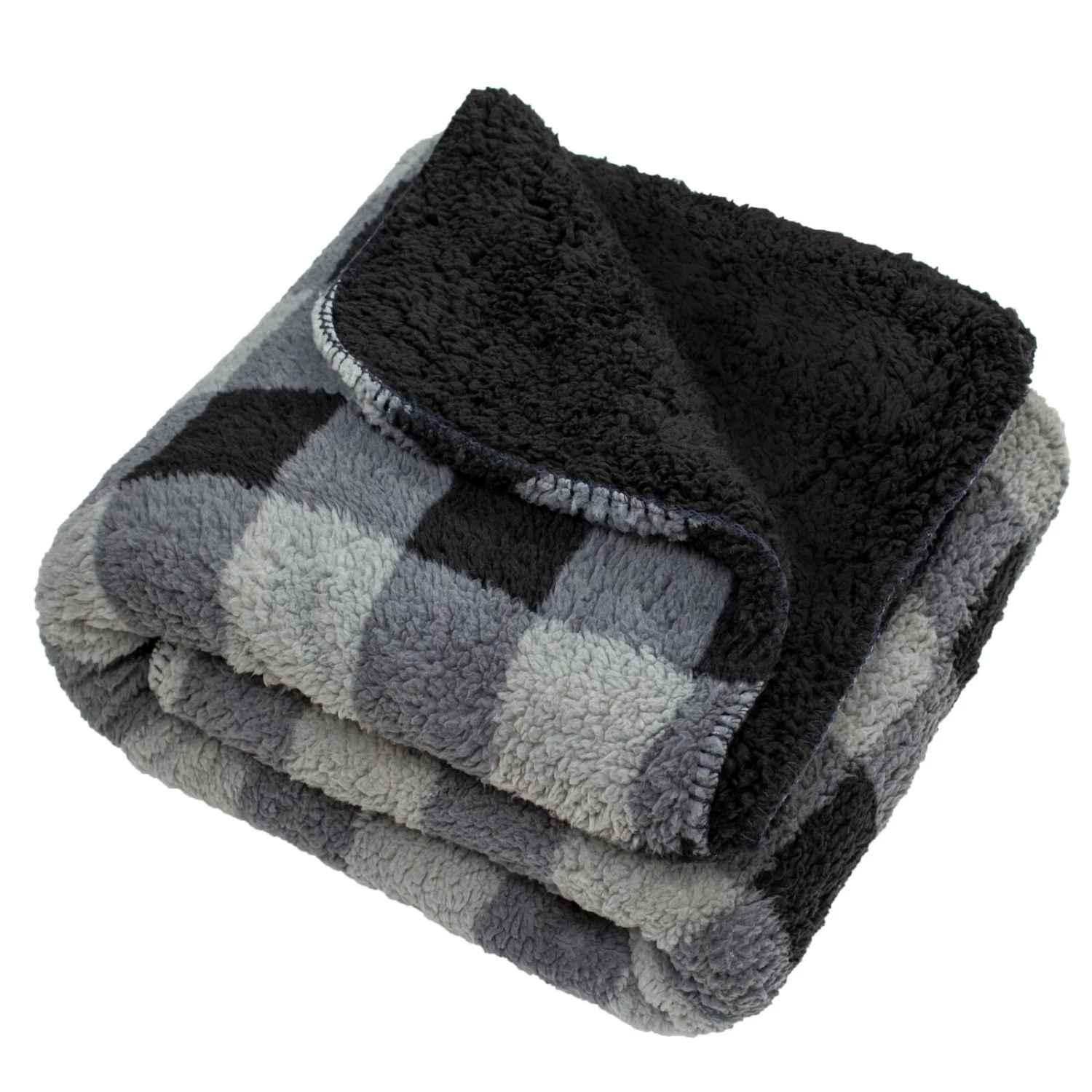 HomeRoots Black Grey And Black Printed Sherpa And Sherpa Throw Blanket 3 HomeRoots Black Grey And Black Printed Sherpa And Sherpa Throw Blanket