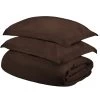 HomeRoots Dark Brown Twin Cotton Blend 300 Thread Count Washable Duvet Cover Set