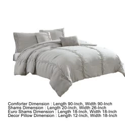 Tyler 8 Piece Puckered Comforter Set, The Urban Port, Light Gray-Benzara -Bedding Store f6886226b4bb44dbad102d7ae03b82ba