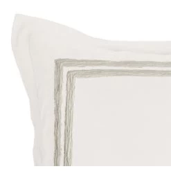 Lenz 26 Inch Cotton Euro Pillow Sham With Hand Stitched Embroidery, Ivory-Benzara -Bedding Store f72dac0ebe1a42e3b21c35c9dc1ea049