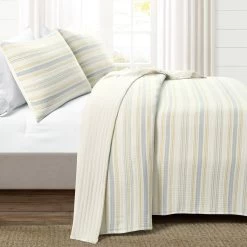 Solange Stripe Kantha Pick Stitch Yarn Dyed Cotton Woven Quilt/Coverlet 3Pc Set -Bedding Store f9942d21fa674827b8640a9cb3338a9a